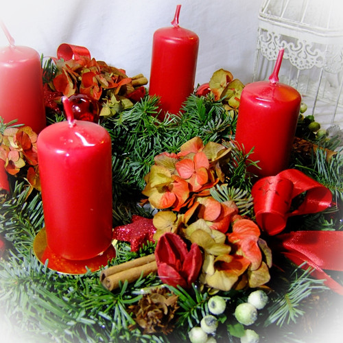 Adventní věnec - Červené hortenzie — foto 3