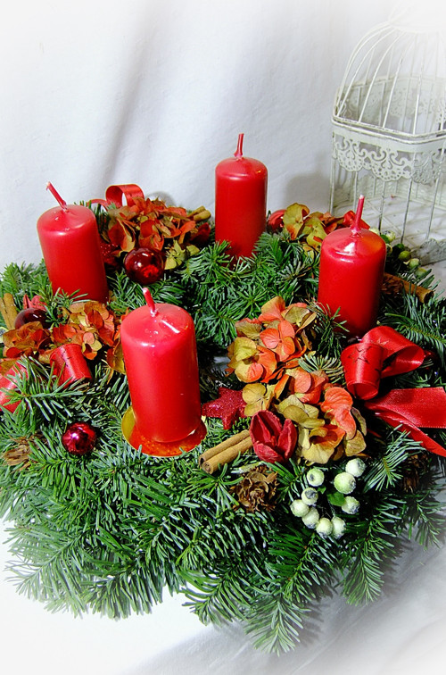 Adventní věnec - Červené hortenzie — foto 4