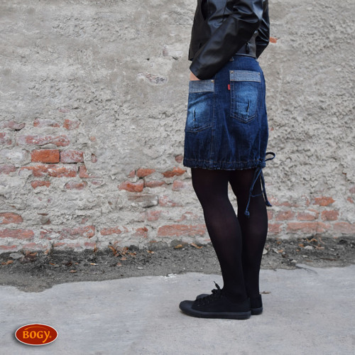 Džínová áčková elastická sukně, 4 kapsy+rozparek — foto 4