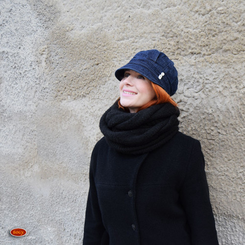 Zimní riflová bekovka podšitá flísem, přes uši — foto 6