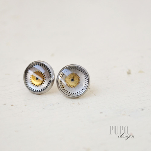 Čiré STEAMPUNK pecky, chirurgická ocel, 10mm — foto 2