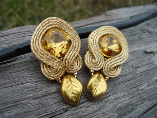 Soutache náušnice Golden Honey — foto 2