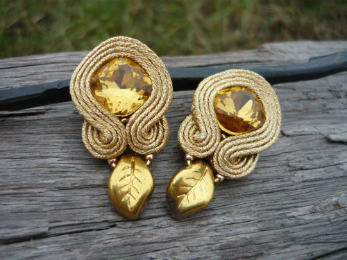 Soutache náušnice Golden Honey — foto 3