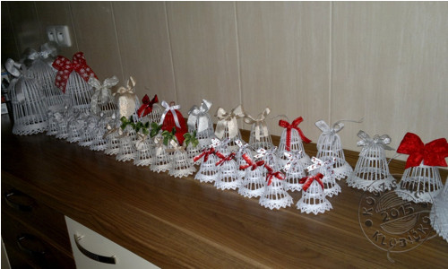 Zvonek BÍLOZLATÝ 11 cm — foto 4