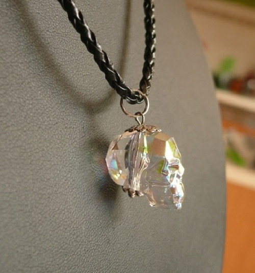 Náušnice swarovski/kameny- LEBKA-černostříbřitá — foto 3