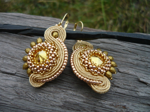 Soutache náušnice Golden Sun — foto 3