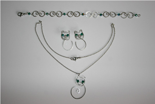 Souprava - Kočičky - chirurgická ocel - Swarovski — foto 2