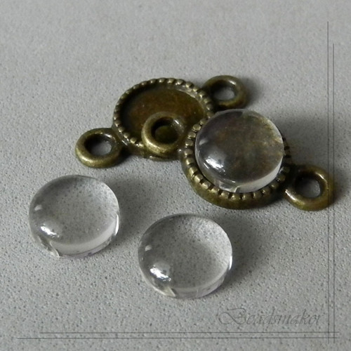 Skleněný kabošon, čírý - 8 mm, 2 Ks — foto 2
