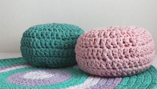 Háčkovaný puf-PINK — foto 2