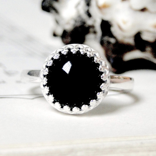 Black Agate & Silver Ag 925 / Strieborný prsteň — foto 3
