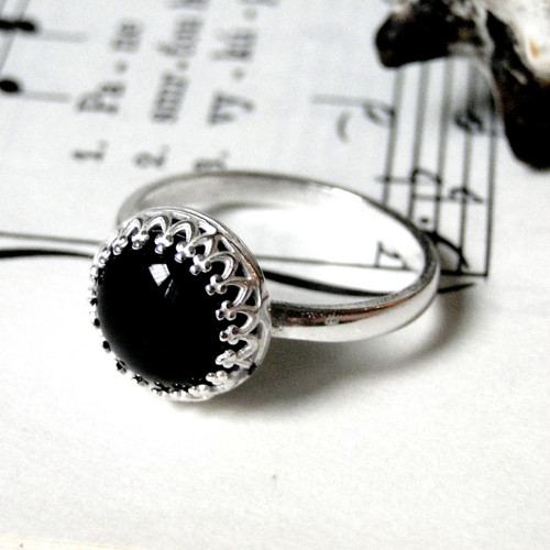 Black Agate & Silver Ag 925 / Strieborný prsteň — foto 4