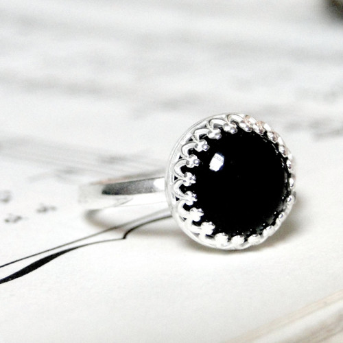 Black Agate & Silver Ag 925 / Strieborný prsteň — foto 5