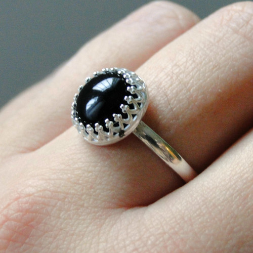 Black Agate & Silver Ag 925 / Strieborný prsteň — foto 6
