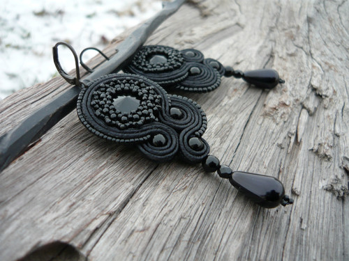 Soutache náušnice Black Elegant — foto 2