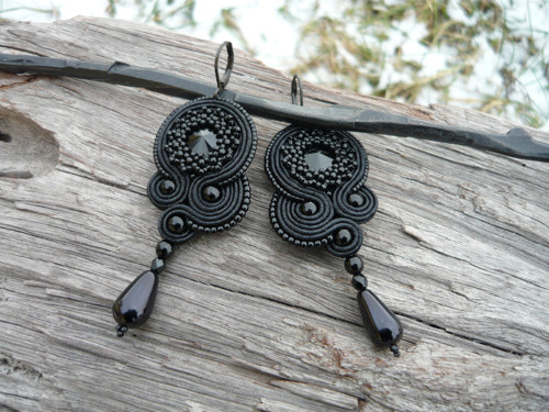 Soutache náušnice Black Elegant — foto 3