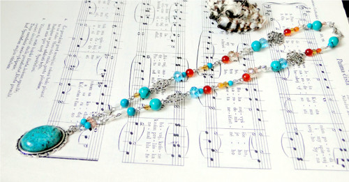 Natural Turquoise & Carnelian Set / Set šperkov — foto 4