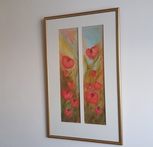 ZA OKNEM LÉTO-hedvábný obraz — foto 3