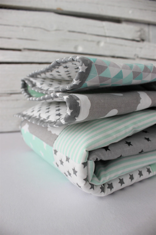 Patchworková deka pro mimiko "Mint & Grey" — foto 2