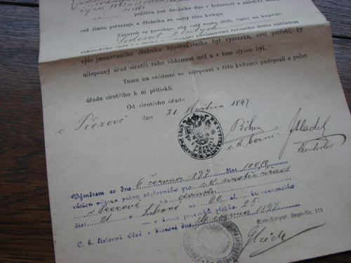 Kvitance z roku 1897, starožitný dokument — foto 2