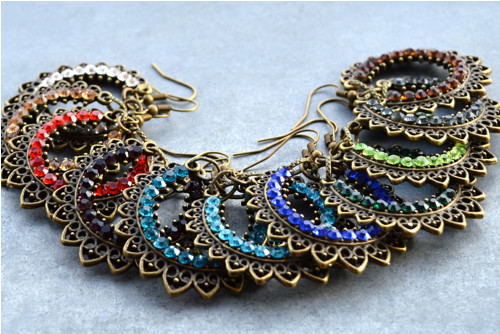 Náušnice ,,ORIENTAL,, tm.zelené — foto 2