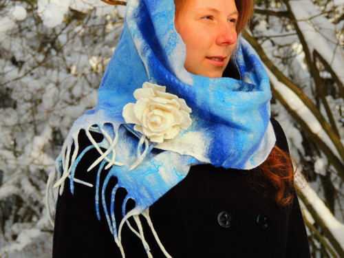 Zimní plstěná šála Vodopád — foto 3