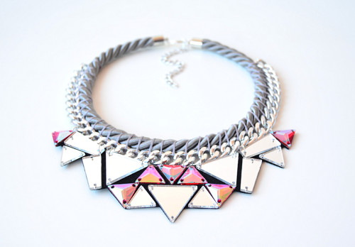 Náhrdelník Pink Grey Silver Tribal — foto 3
