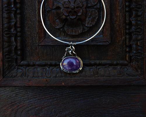 Nerezový náhrdelník..." Deep violet " — foto 2