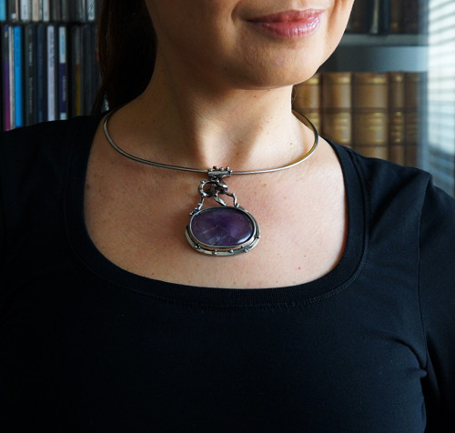 Nerezový náhrdelník..." Deep violet " — foto 3