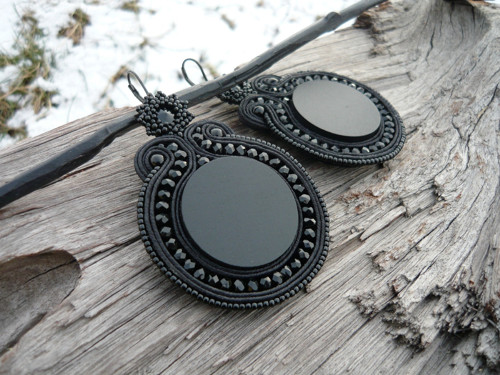 Soutache náušnice Big Black Elegant — foto 2