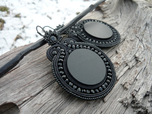 Soutache náušnice Big Black Elegant — foto 3