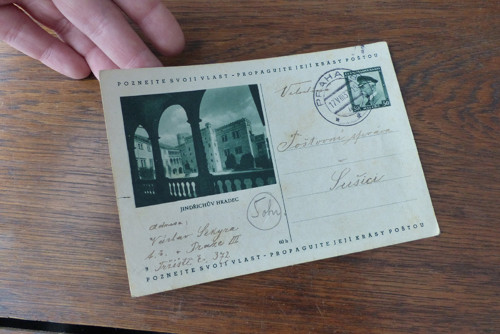 Jindřichův Hradec - pošta...dopisnice 1937 — foto 3