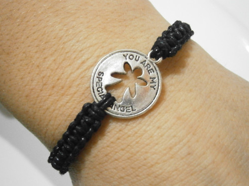"Angel" náramek - černý (Macramé/unisex) — foto 5