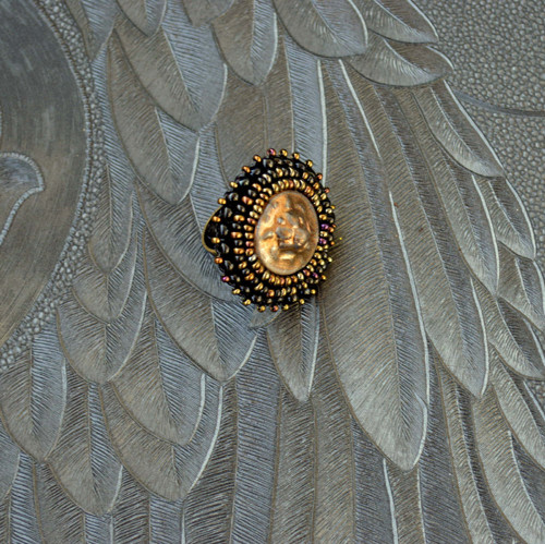 Lion Head Ring - vyšívaný prsten — foto 2