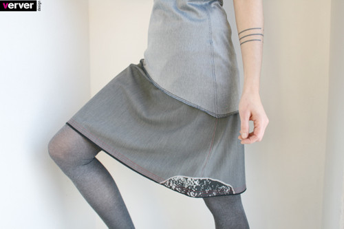 Sukně šedá s listy (L-XL) — foto 2