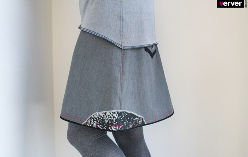 Sukně šedá s listy (L-XL) — foto 3