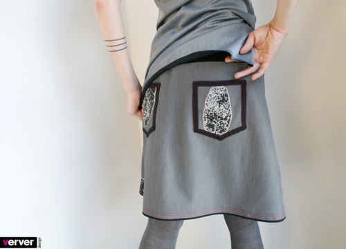 Sukně šedá s listy (L-XL) — foto 4