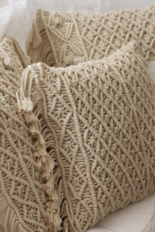Macramé polštář s třásněmi + výplň...boho — foto 2