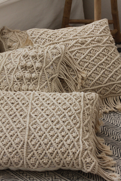 Macramé polštář s třásněmi + výplň...boho — foto 4