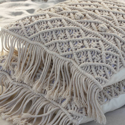 Macramé polštář s třásněmi + výplň...boho — foto 5