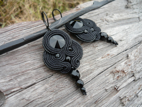Soutache náušnice Black Elegant — foto 2