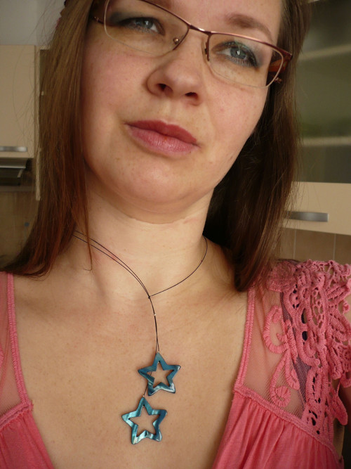 Indigo hvězdičková - perleťový náhrdelník — foto 3