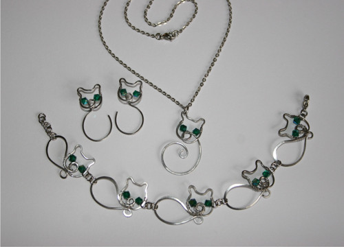 Kočička - souprava - Swarovski - chirurgická ocel — foto 2