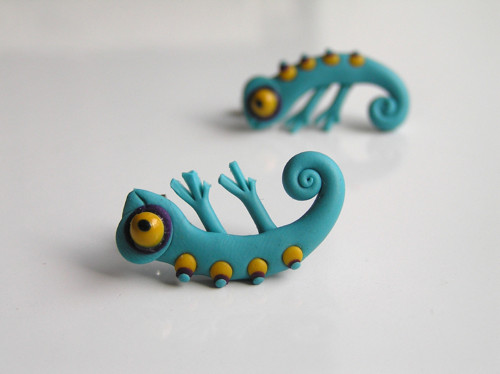 Chameleoni tyrkysoví... náušnice — foto 3