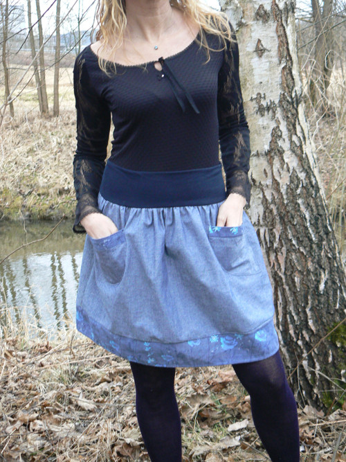 Sukně lněná balonová s kapsama — foto 5