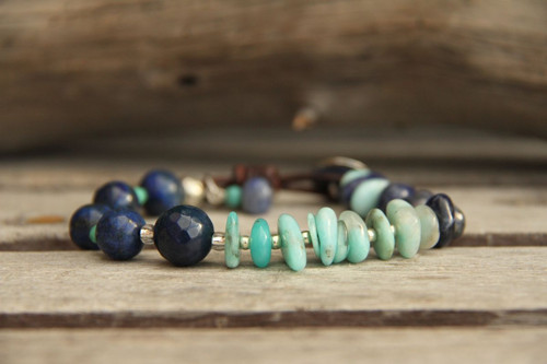 Bohemian náramok amazonit a lapis lazuli — foto 2