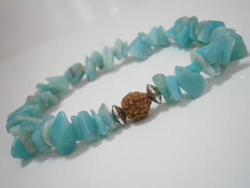 "Amazonit/Rudraksha" - minerálový náramek — foto 2