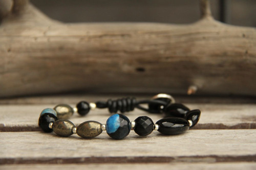 Bohemian náramok onyx, achát, pyrit — foto 3