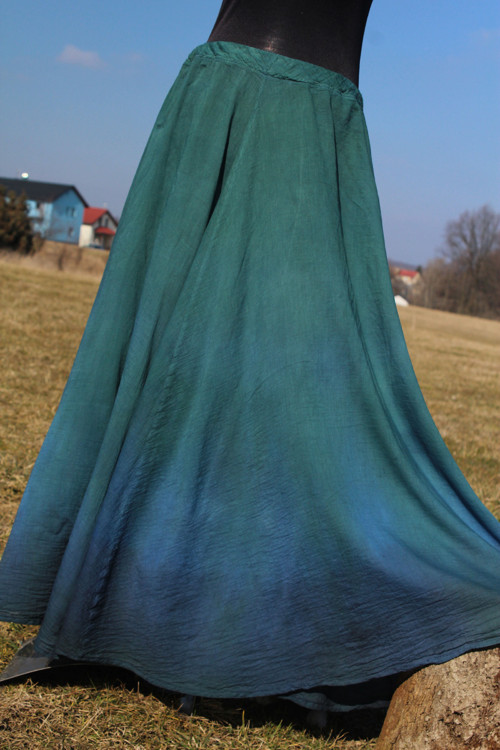 Letní maxi kolová sukně - Teal — foto 3