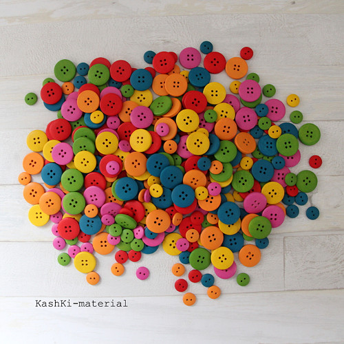 Dřevěné knoflíky - modré — foto 3