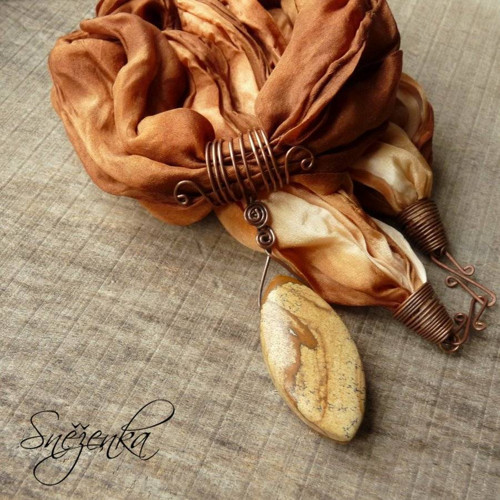 Čokoládový - variabilní hedvábný náhrdelník — foto 3